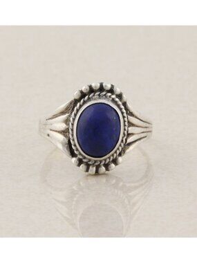 Sterling Silver Blue Lapis Lazuli Ring Size 5 3/4